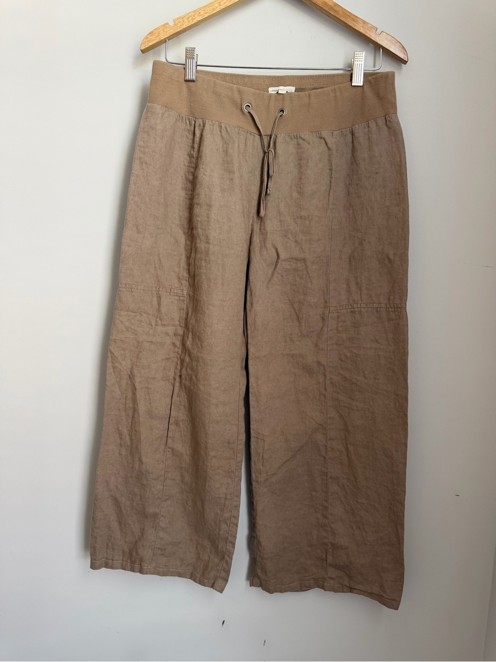 Eileen Fisher Organic Linen Wide Leg Pants Size Small Neutral Tan - Picture 2 of 10